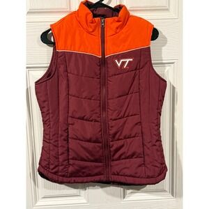 VT‎ Virginia Tech Hokies Vest Puffer Orange Burgundy Medium Sports by Carl Banks